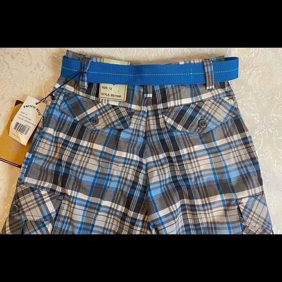 💦Pacific Blue Boys Plaid Fashion Shorts size:12 - Picture 5 of 9